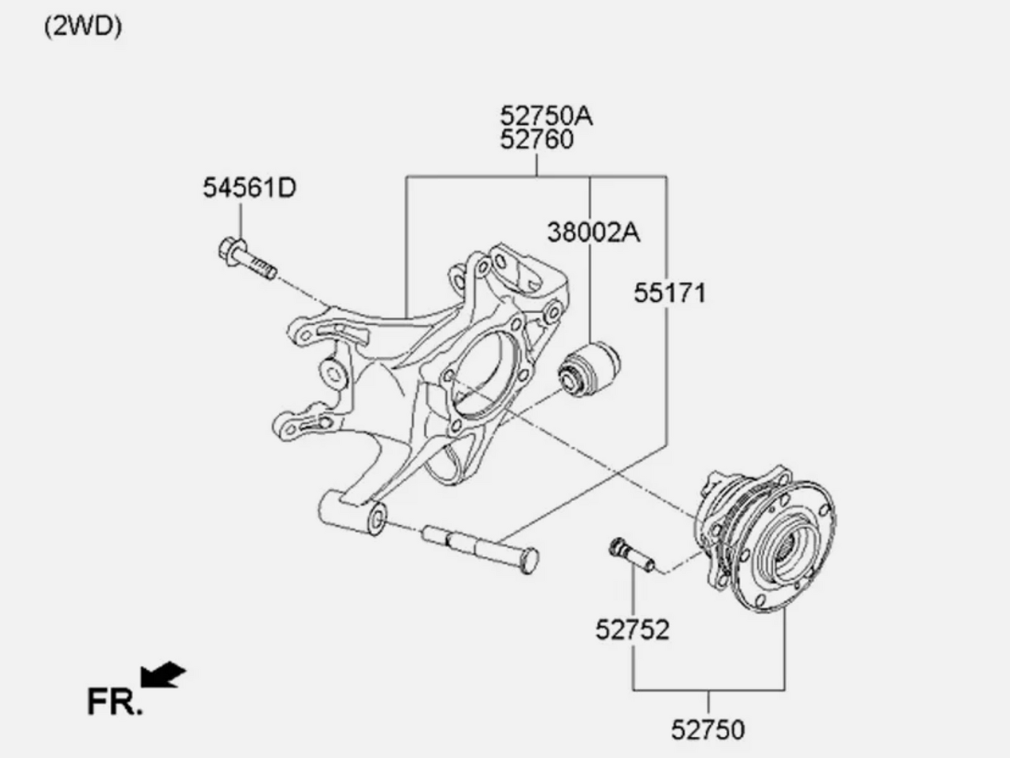 GENUINE CARRIER ASSY-REAR AXLE,RH 52711S1AA0 for SANTAFE 20