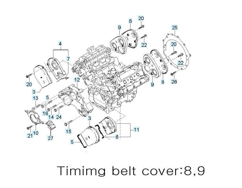 0K9BV10550C 0K9BV10540C TIMING BELT COVER FOR CARNIVAL  2.5L  /No.8,9  / 2P