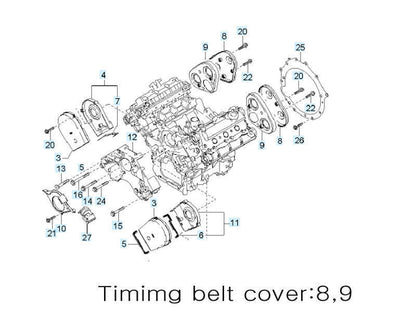 0K9BV10550C 0K9BV10540C TIMING BELT COVER FOR CARNIVAL  2.5L  /No.8,9  / 2P