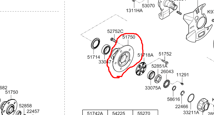 0K63B33061 FRONT HUB ASSY-FR WHEEL  FOR BONGO3 K2500,K2700